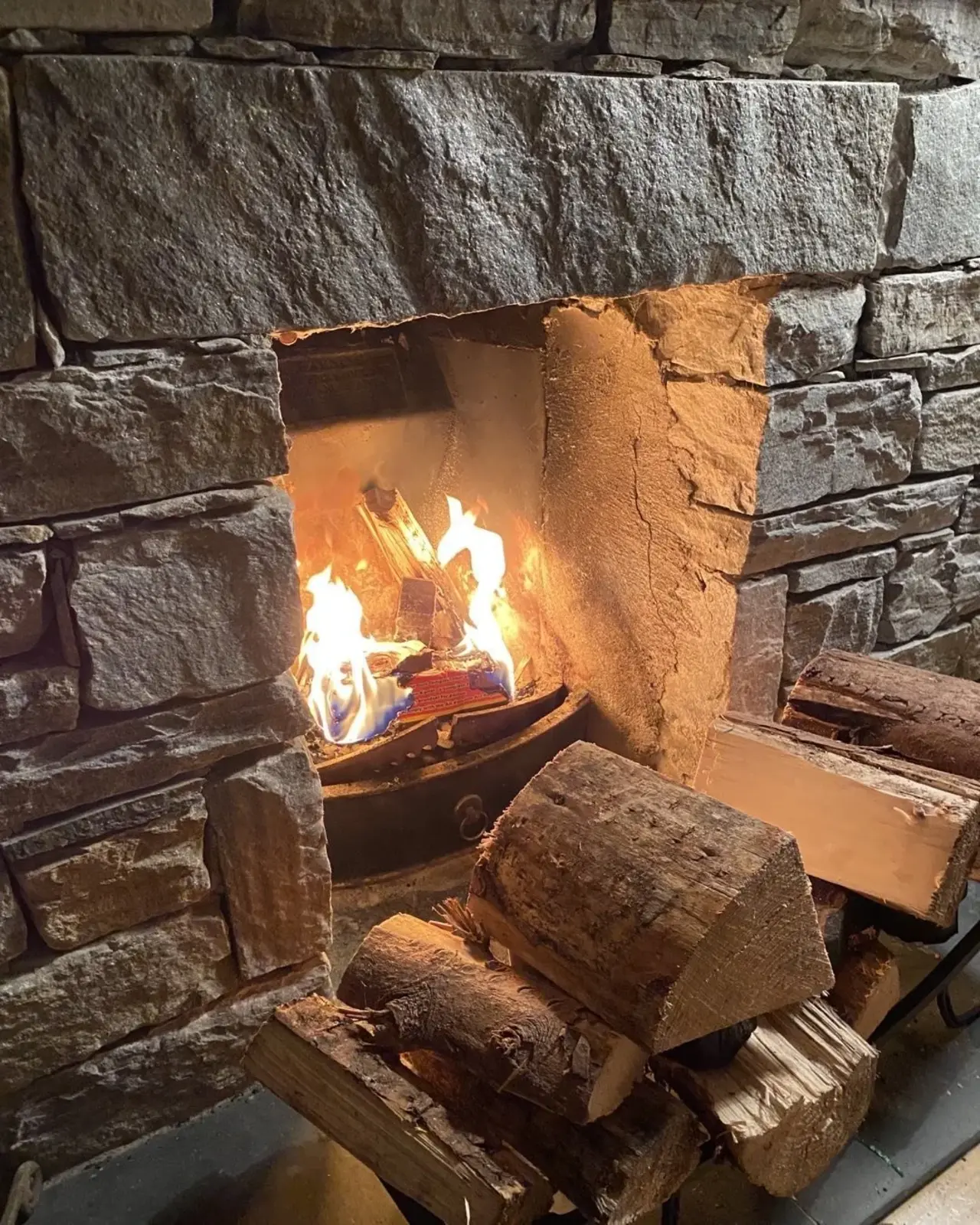 Contemporary fireplace wall and lounge